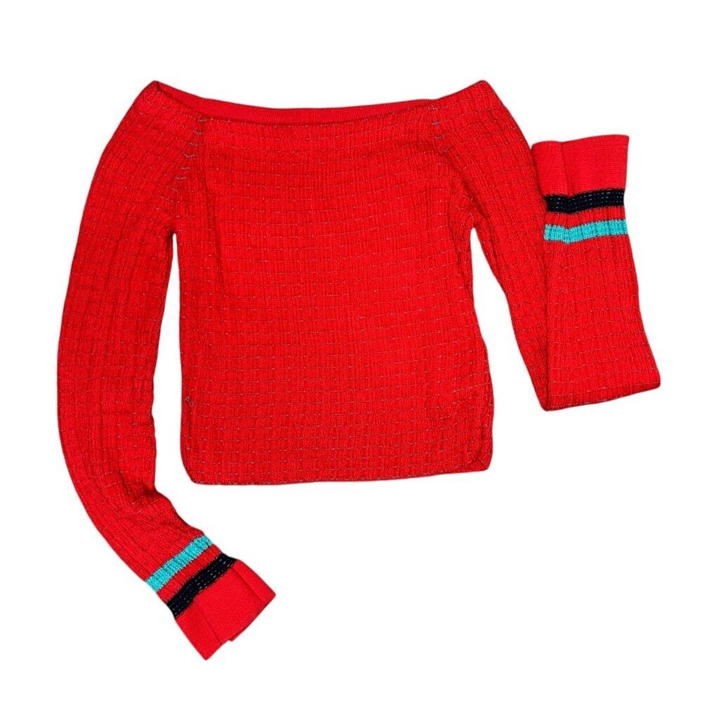 3.1 Phillip Lim Red crew neck Cropped Sweater Top with bell sleeve small
